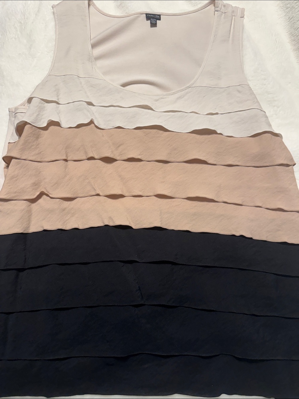 Rafaella Cream, Nude & Black Layered Ruffle Tank
